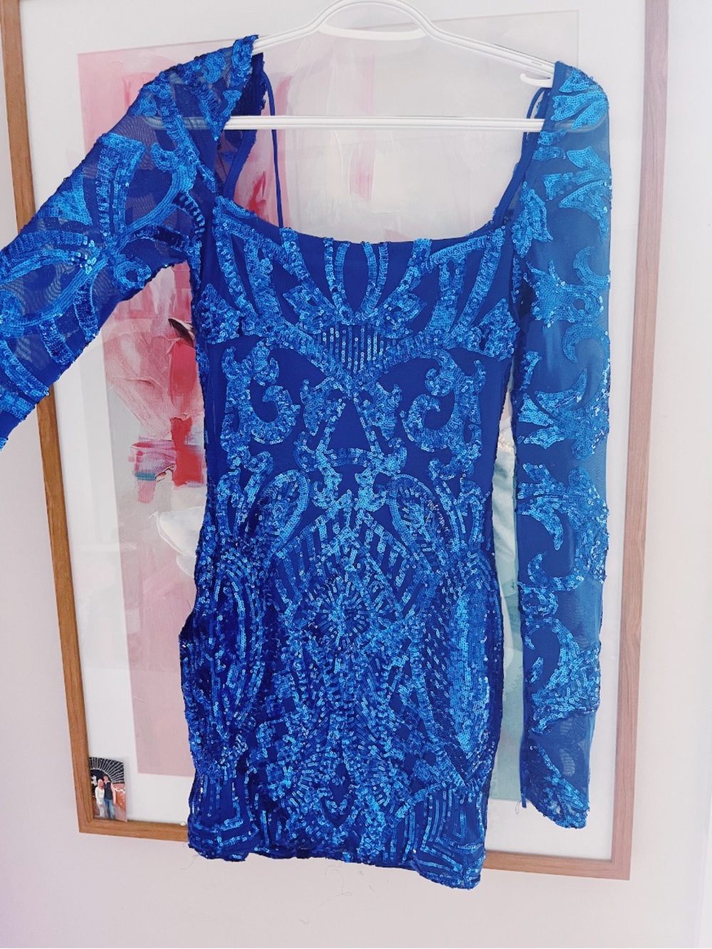 Lucy in the Sky Royal Blue Long-Sleeve Sequin Mini Dress